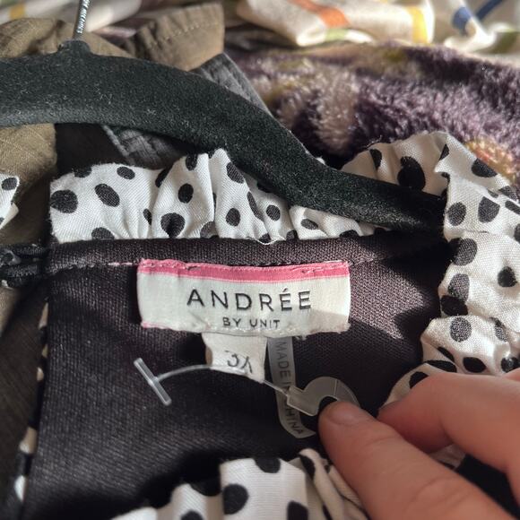 Andree by Unit Dance with me Polka Dot Ruffle Sleeve Dress Black Womens Size 3X - Picture 3 of 8